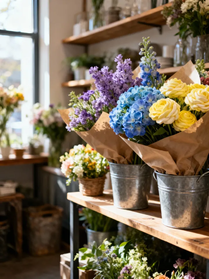Blumenladen mit bunter Auswahl